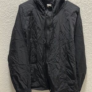 Avia Black Windbreaker Jacket with High Collar and Full-Length Zipper